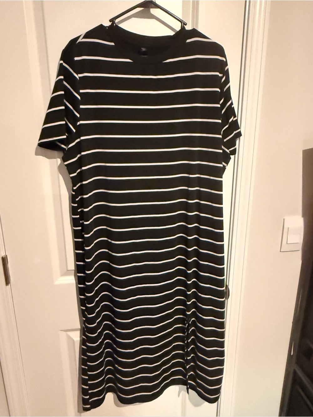 SHEIN Black & White Striped Midi Dress